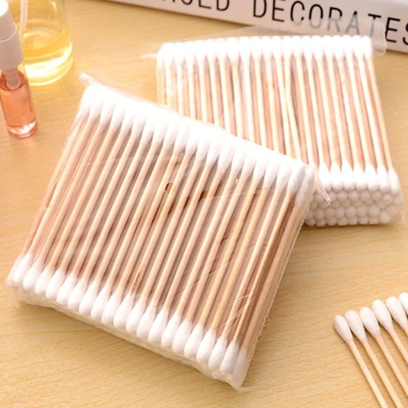 80pcs Disposable Cotton Swab Lint Free Micro Brushes Wood Cotton Buds Swabs Clean Stick Eyelash Extension Glue Removing Tool