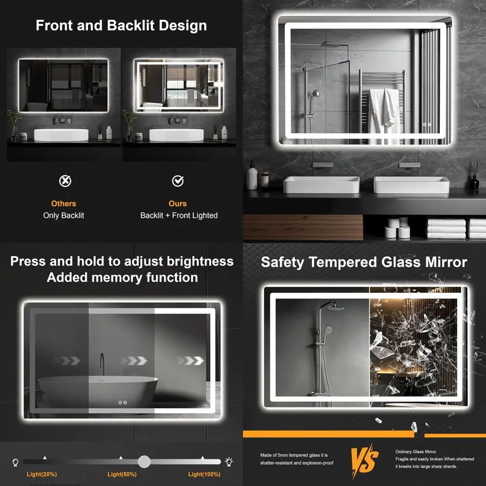 

Настенное LED-зеркало с подсветкой, 30x40, с функцией антизапотевания, регулировкой яркости (3 цвета), памятью настроек, двусторонней подсветкой, ударопрочное стекло