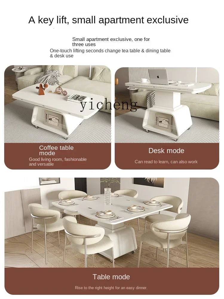 Lifting Coffee Table Movable Folding Dining Table Dual-Use Small Apartment Living Room Light Luxury High Sense