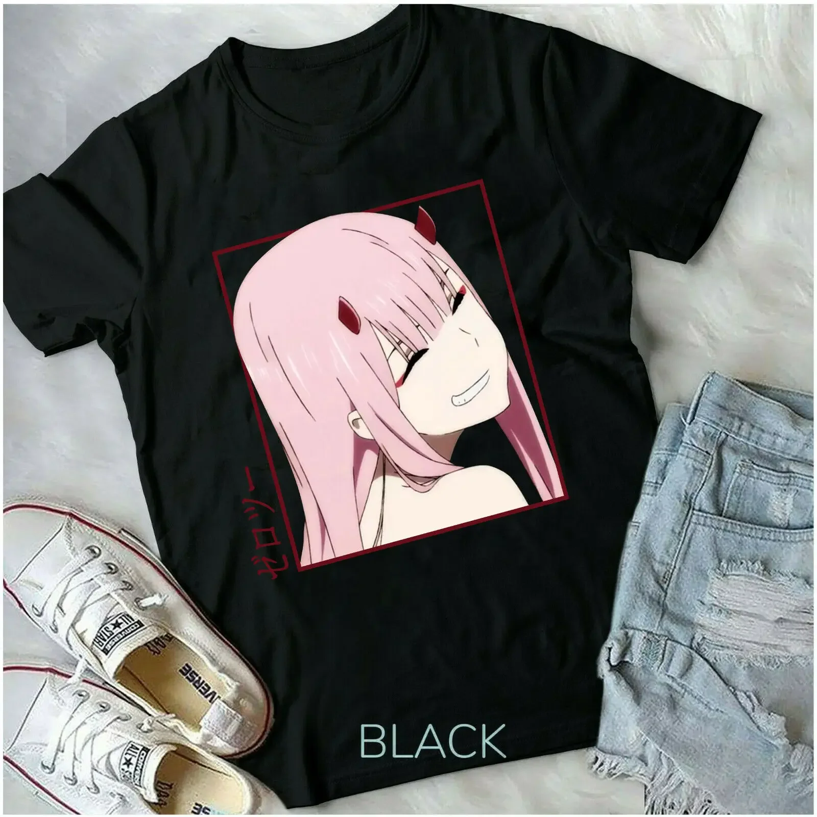 Zero Two Unisex T-Shirt,Anime Aesthetic Anime,Gift,Kawai Vaporwave,Zero Two