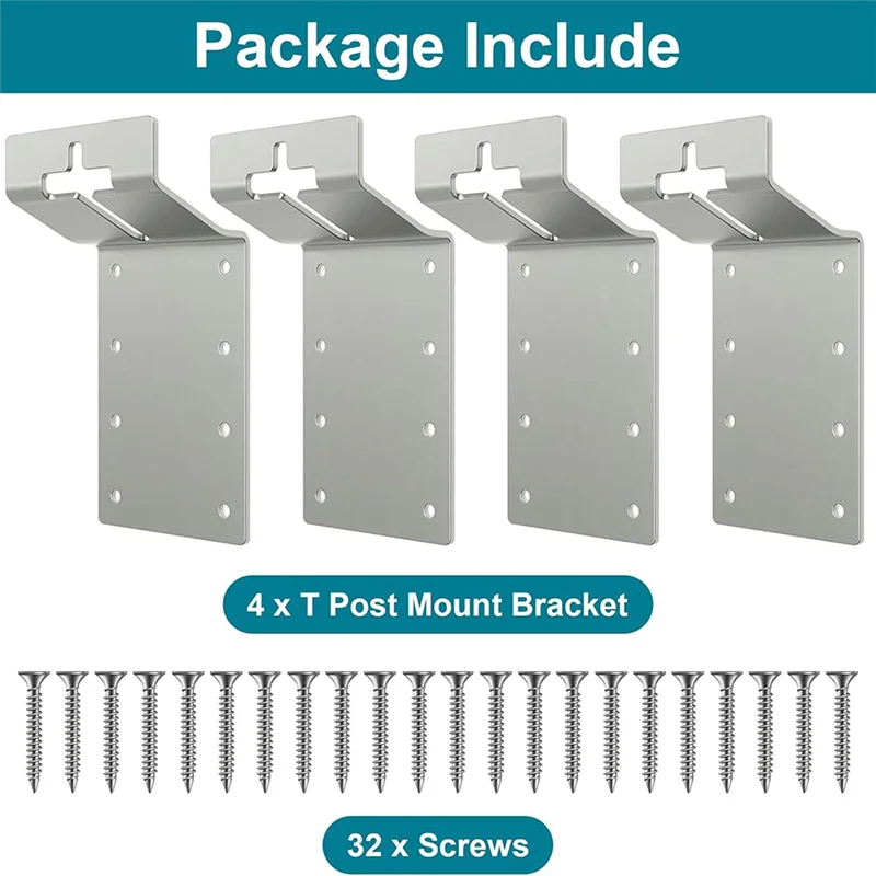 

ABKU-4 PCS T Post Bracket, 3 Inch T Post Target Hanger, Birdhouse/Mailbox Mounting Bracket,Vertical & Horizontal Installation