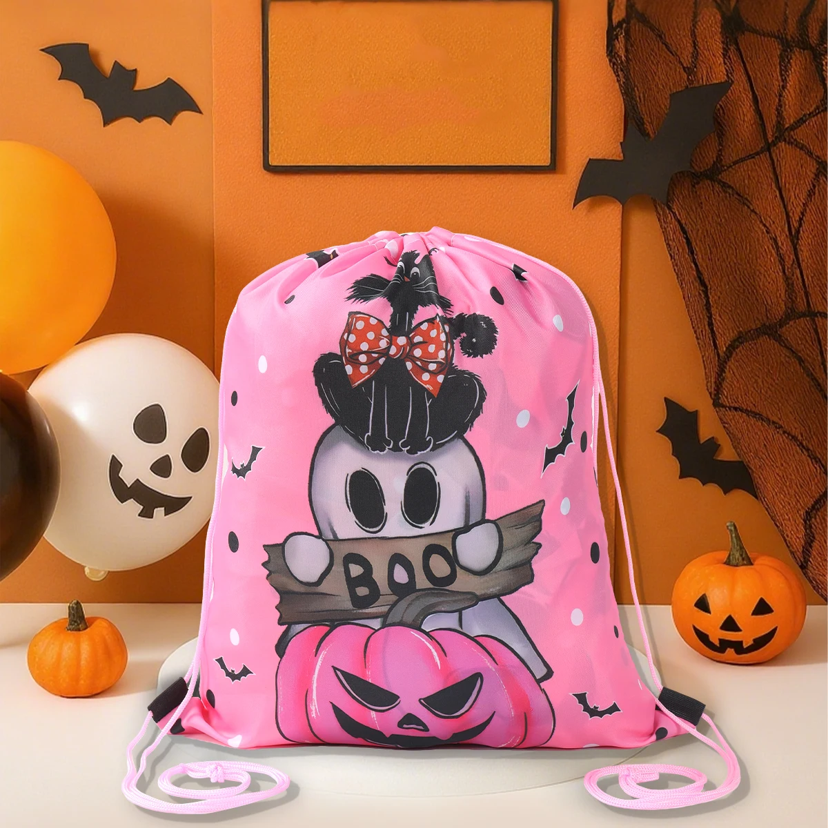 

Halloween Drawstring Gift Bag Cartoon Pumpkin Ghost Bat Large Candy Cookie Packaging Bags Halloween Party Decorations Kids Gifts