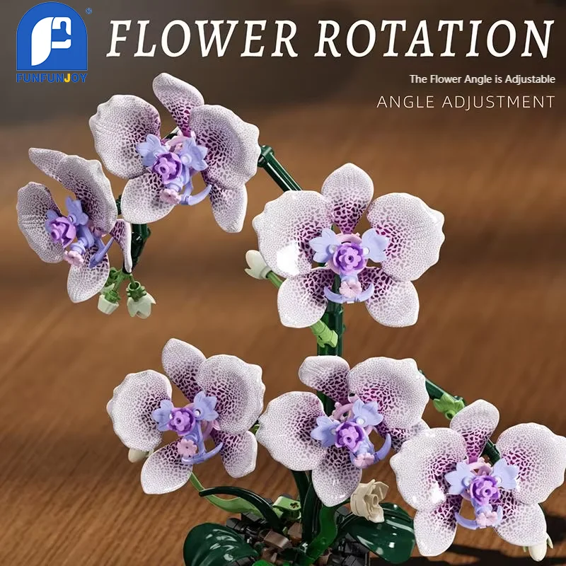 619PCS Flower Building Block Set Phalaenopsis Flower Toy Assembly Bricks Desktop Decoration Enternal Flower Children Gift