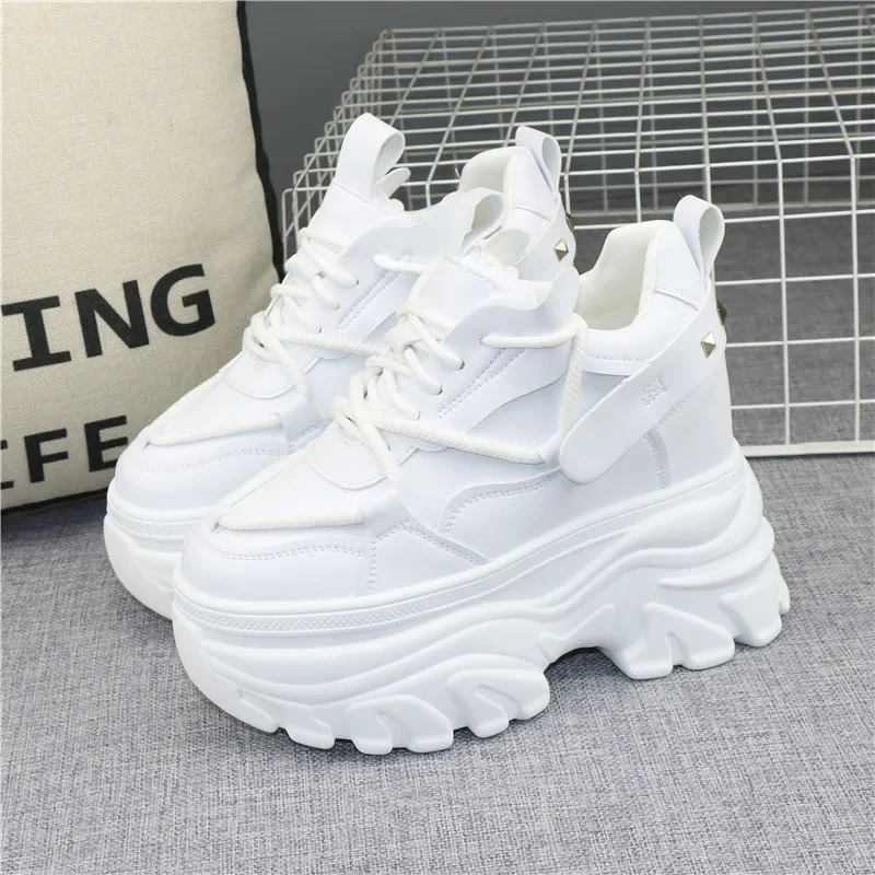 12CM Within The Height of Women's Shoes 2026 New Thick Soled Muffin Small 10CM Small White Shoes Sports Leisure Daddy Shoes