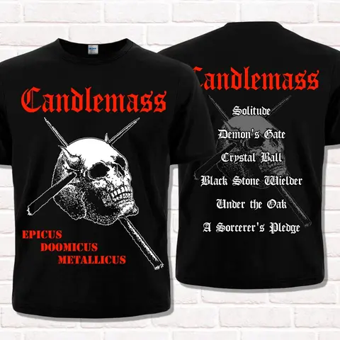 Candlemass "Epicus Doomicus Metallicus" T-Shirt Unisex Cotton Short Sleeve High Street Streetwear Oversized  Casual Short Sleeve