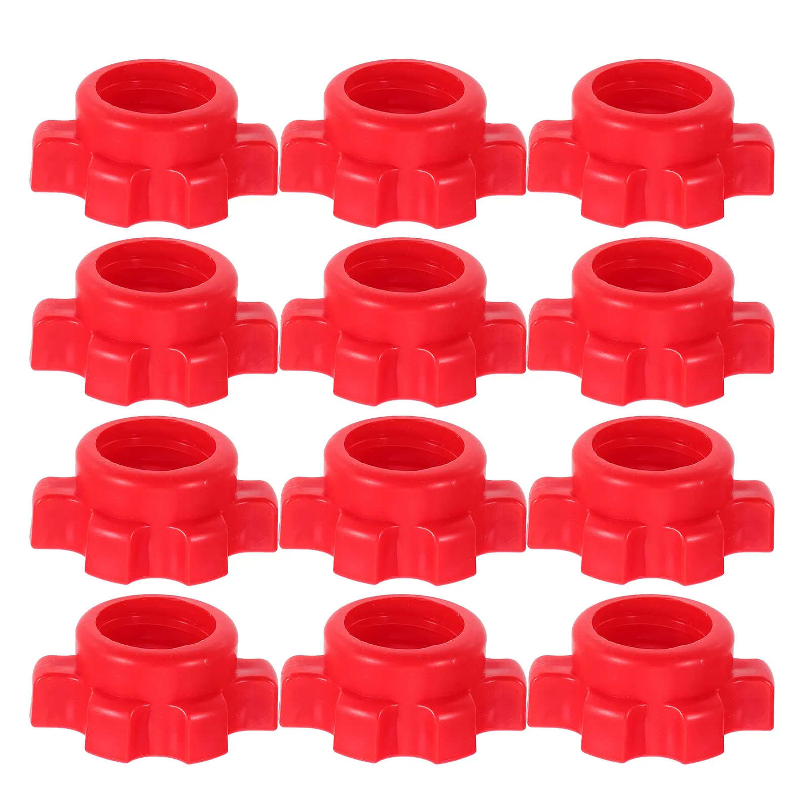 12Pcs Universal Plastic Spinlock Collars Red - Dumbbell Barbell Nuts for Secure Locking Strength Training Muscle Building