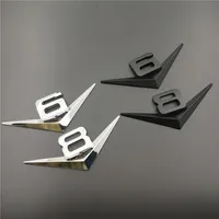 3D Metal Chrome Black V6 V8 Letters Rear Trunk Fender Badge Emblem Stickers Decals For BMW Audi Ford Nissan Car Accessories