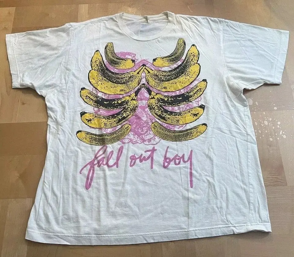 Rock Punk T Shirts Retro Band Fall Out Boy Banana Rib Cage Tops Vintage Casual Loose Streetwear Print T-shirt Fans Gift Unisex