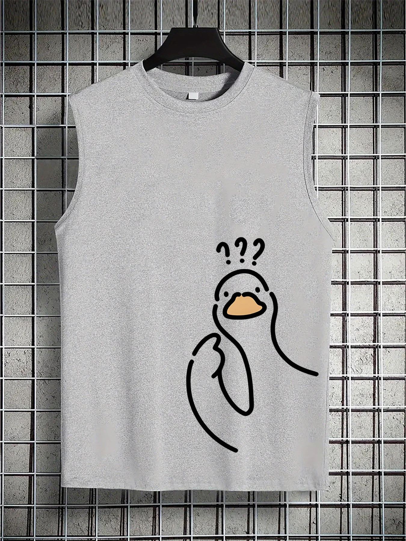 Débardeur sans manches 100 % coton pour homme, col rond, imprimé graphique de dessin animé, décontracté, sportif, respirant, coupe ample, idéal pour l'été