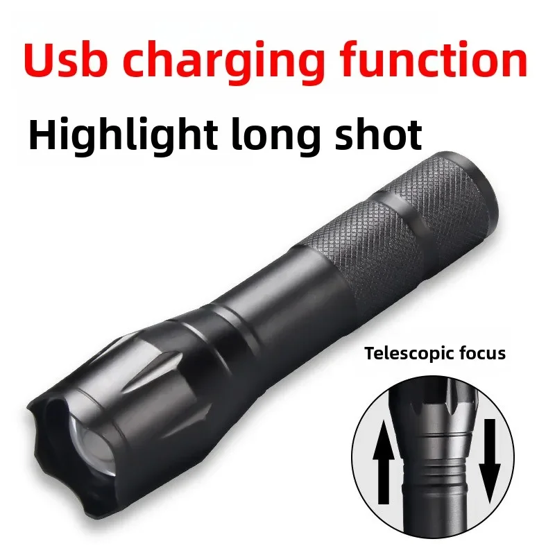 Mini LED Flashlight High Brightness Aluminum Rechargeable Zoom Portable Outdoor Emergency Handheld Torch