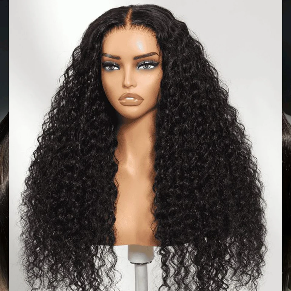 Wear & Go Anfängerfreundliche burmesische Kinky Curly Halbperücke aus Echthaar, 3-in-1 nahtlos umkehrbar, Echthaarperücken