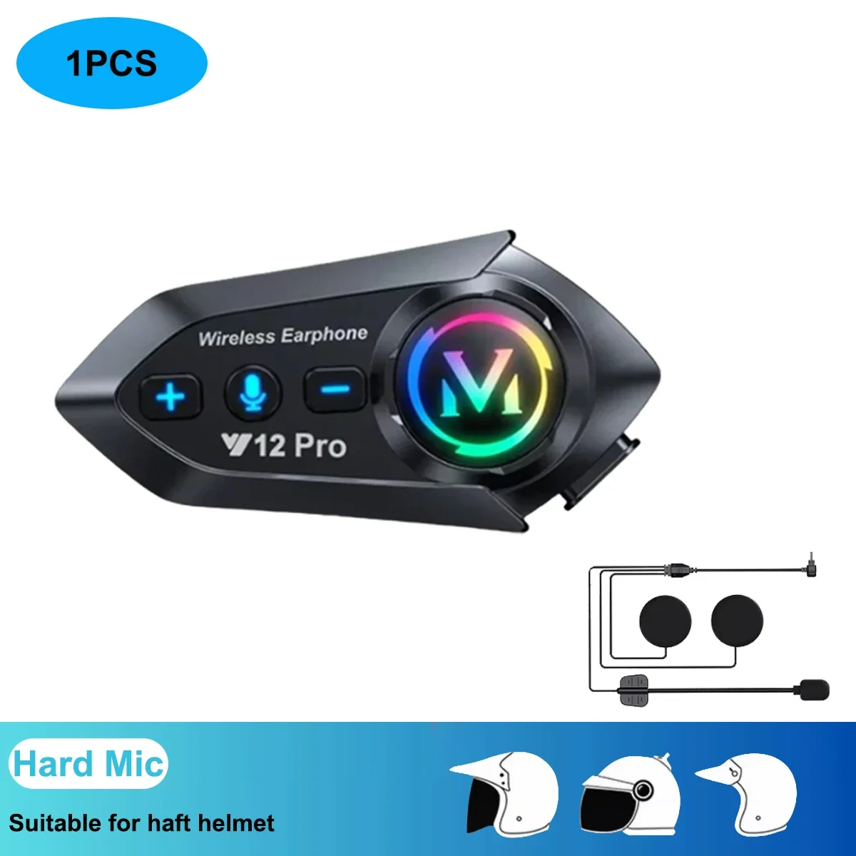 Y20 Pro Motorradhelm-Headset Bluetooth 500M Intercom FM-Radio Freisprechfunktion Wasserdicht Musik-Mixing Sharing Interphone