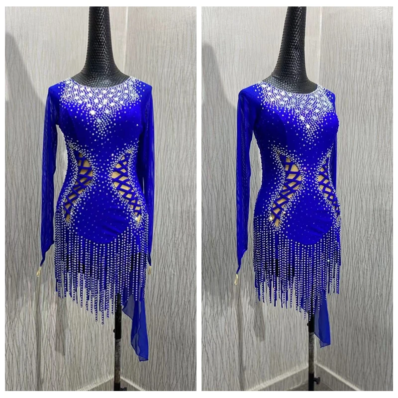 Latin dance dress Royal blue latin dress women for comptition latin dance costume girls salsa dancing dresses