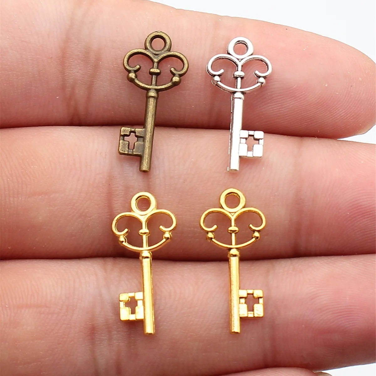 WYSIWYG 20pcs 10x23mm 4 Colors Trendy Key Charms Pendants For Jewelry Making DIY Jewelry Findings Jewelry Accessories