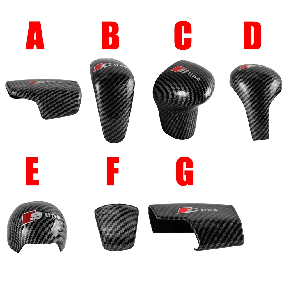 Car Gear Shift Knob Lever Cover Carbon Fiber Handle Stick Cap Decoration For Audi Sline A2 A3 A4 A5 A1 A6 Q3 Q5 Q7 B8 8P valve view 3