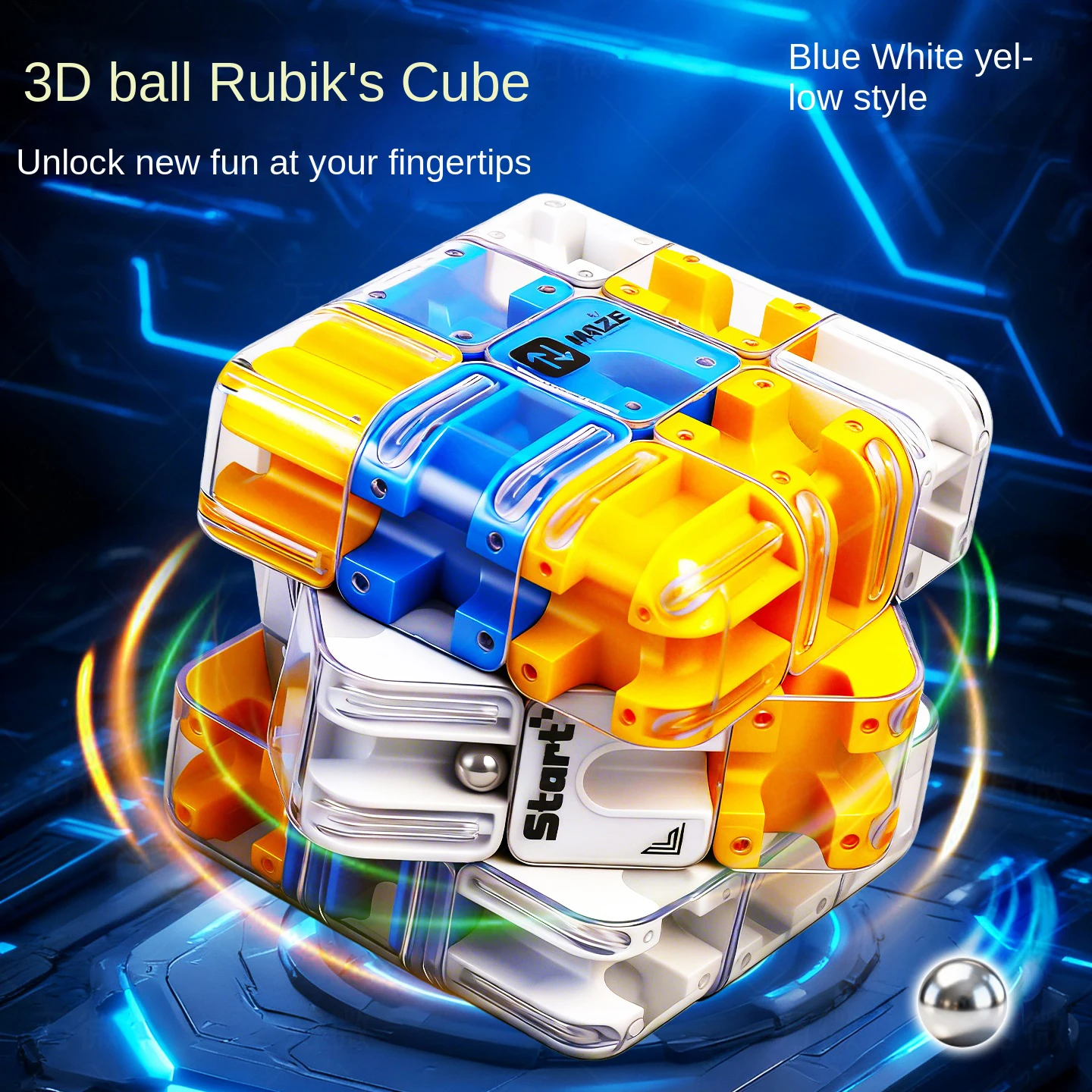 3D-Labyrinth-Zauberwürfel, sechsseitiger transparenter Puzzle-Speedcube, Labyrinth-Spielzeug für Kinder, Lernspielzeug, Geburtstagsgeschenk