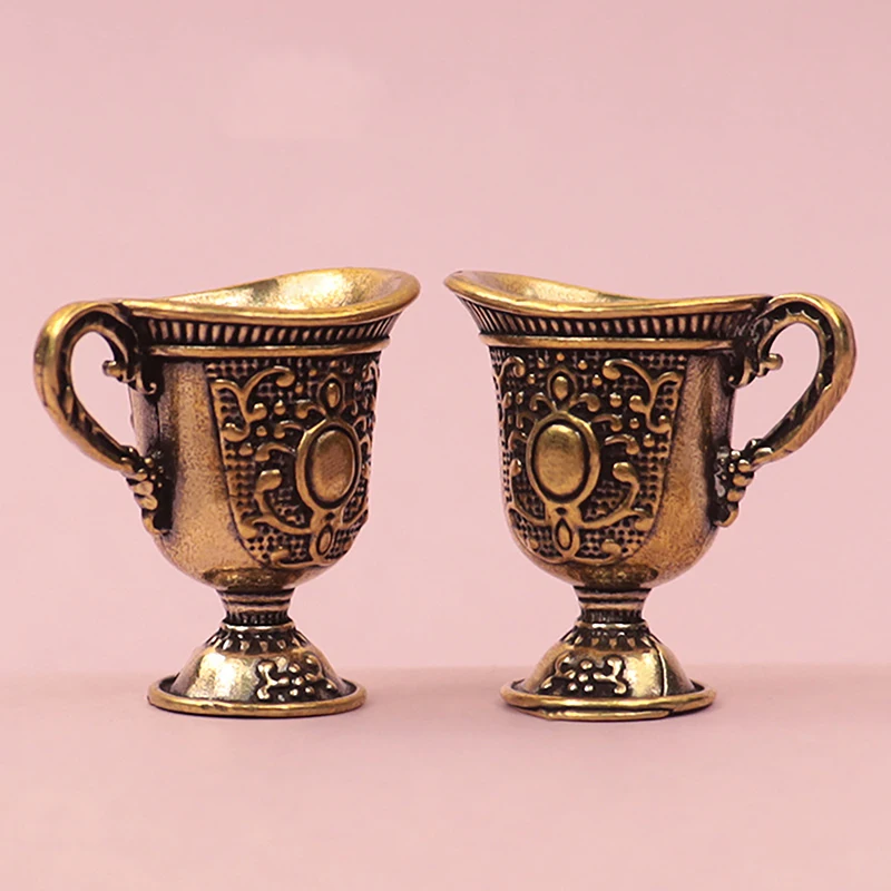 Antique Small Copperware Buddha Tea Set Copper Teacup Brass Keychain Pendant Home Living Room Decoration Crafts Gift