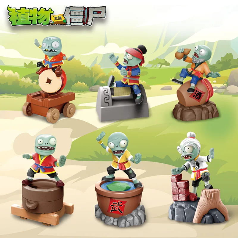 6pcs Plants vs zombies 2 toys Set Monk Zombie Return Vehicle 360 ° Rotation Water tank monk zombie Children's Fun Toy Gifts