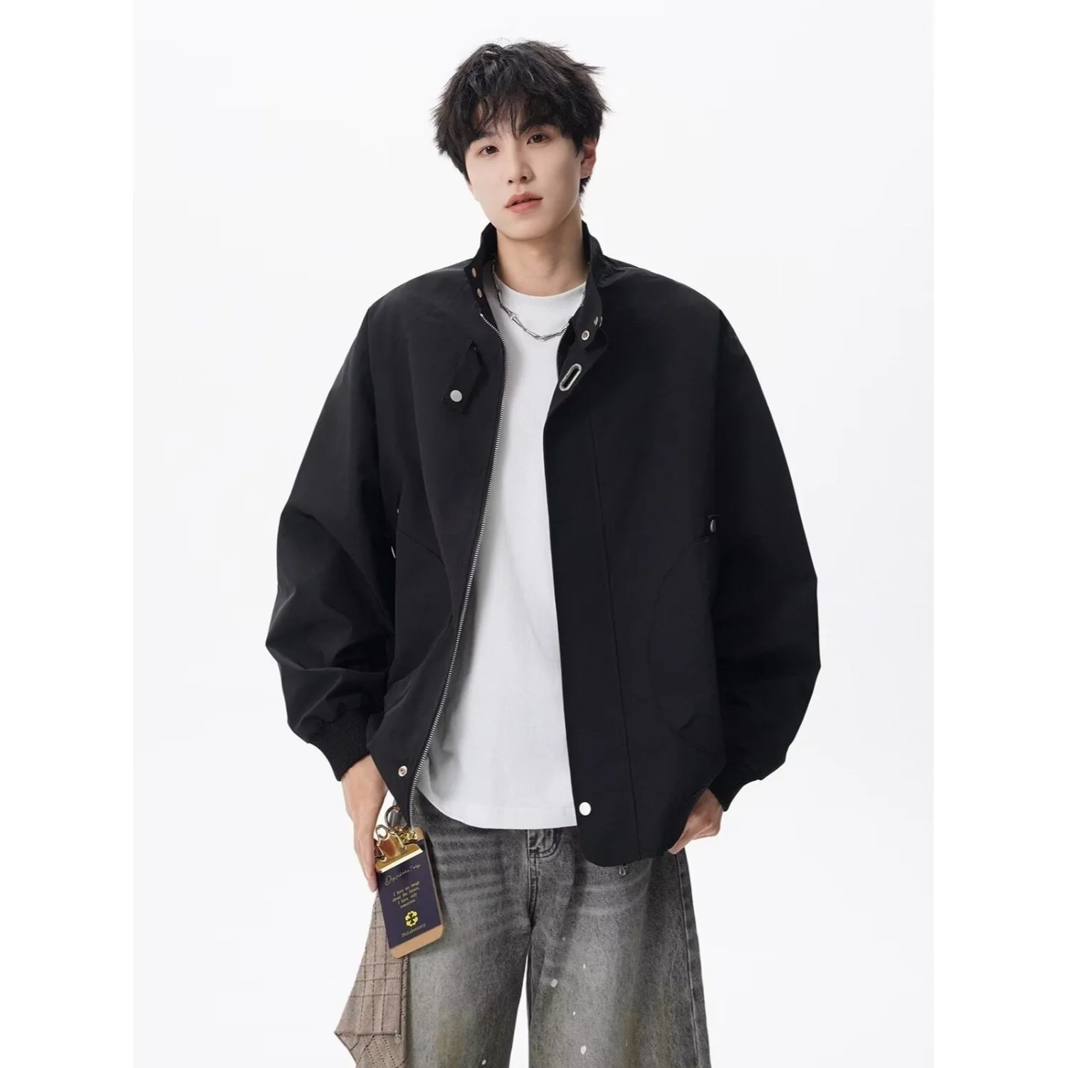 

American Retro Workwear Jaet Loose Casual Stand Collar Couple Outerwear New 2025 Trendy Brand Ox Cloth Men's Coat