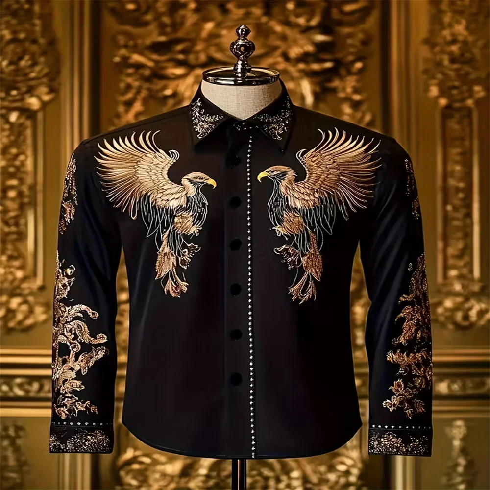 

Men's casual 3D printed shirt, long-sleeve collared fashion shirt, graduation party clothing, S-5XL designer casual style, 2025