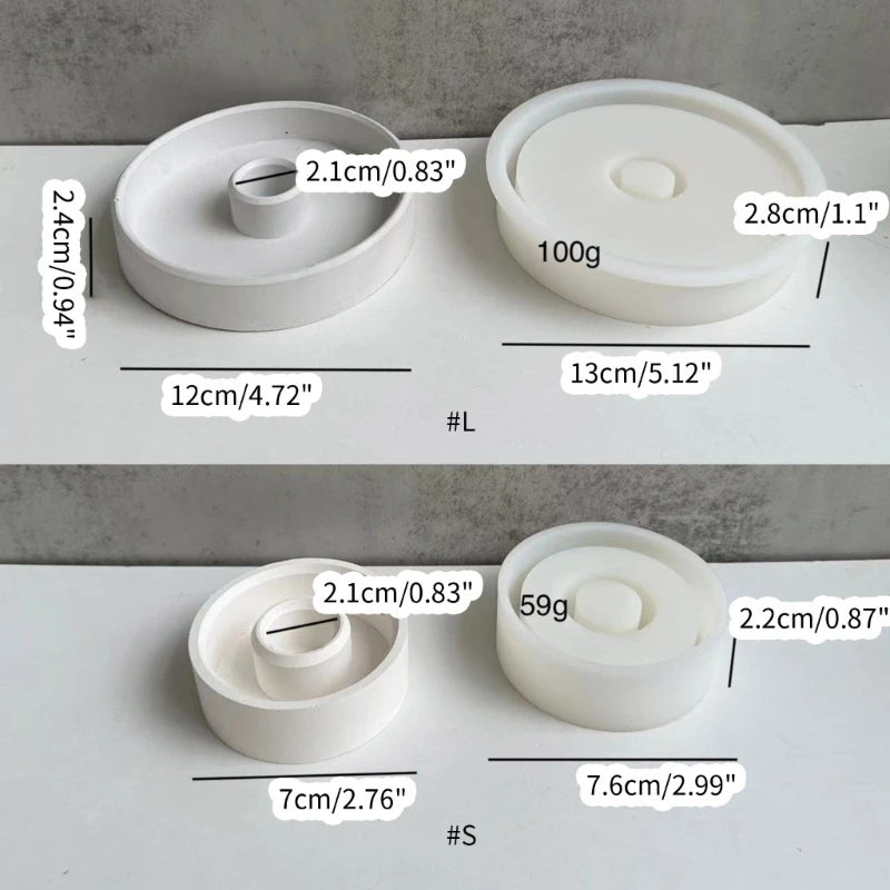 DIY Silicone Holder Mould Handmade Big Small Round Mirror Candlestick Mold for Teas Wax Cup for Blessing Ceremony