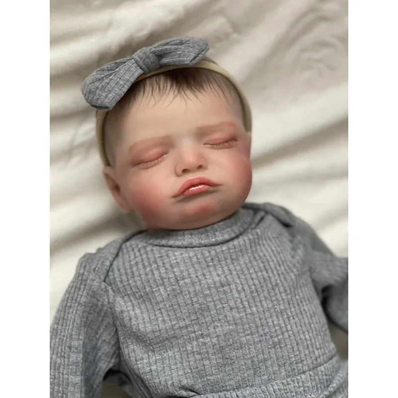 19inch Reborn Bebe  Rosalie Newborn Dolls Sleeping Baby Handmade Painted Lifelike 3D Skin with Visible Veins