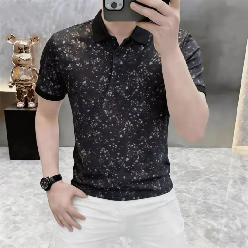 

2026 Summer New Style Men's Luxury Casual European Style Short-Sleeved T-Shirt Trendy Design with Exquisite Embellishments T-Shi