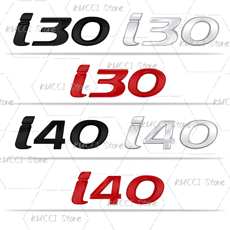 3D Car Sticker I30 I40 I10 I20 Logo Metal Emblem Badge Decals For N Line Elantra Santa Fe Sonata Kona Solaris Accent