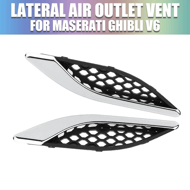 1Pair Exhaust Vents Wing Chrome Strip 670029940 670029939 Parts For Maserati Ghibli 2014-2020 Car Fender Air Outlet Trim Cover