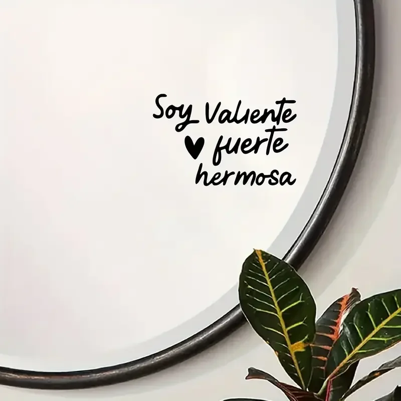 I Am Brave, Strong and Beautiful' Inspirational Quote Mirror Sticker - Waterproof Vinyl, Self-Adhesive Decoration for Bathroom M