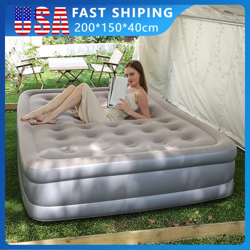 

Automatic Inflatable Mattress PVC Built-In Pump Bed Increased Height Thickened For 1-2 Person Indoor Outdoor Lazy Sleeping Mat