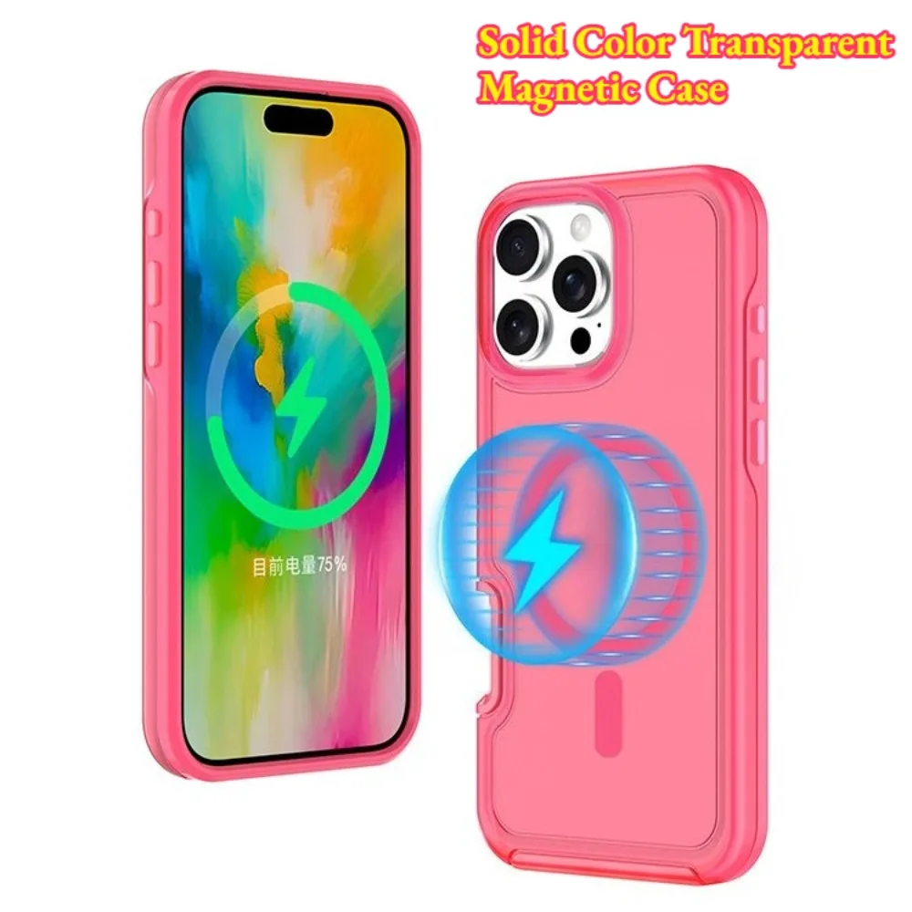 Mode Rüstung Magnetische Lade Schützen Abdeckung Für IPhone 17 Pro Max Air 16 15 14 Plus 13 12 Zuckerguss klar Anti-Drop Telefon Fall
