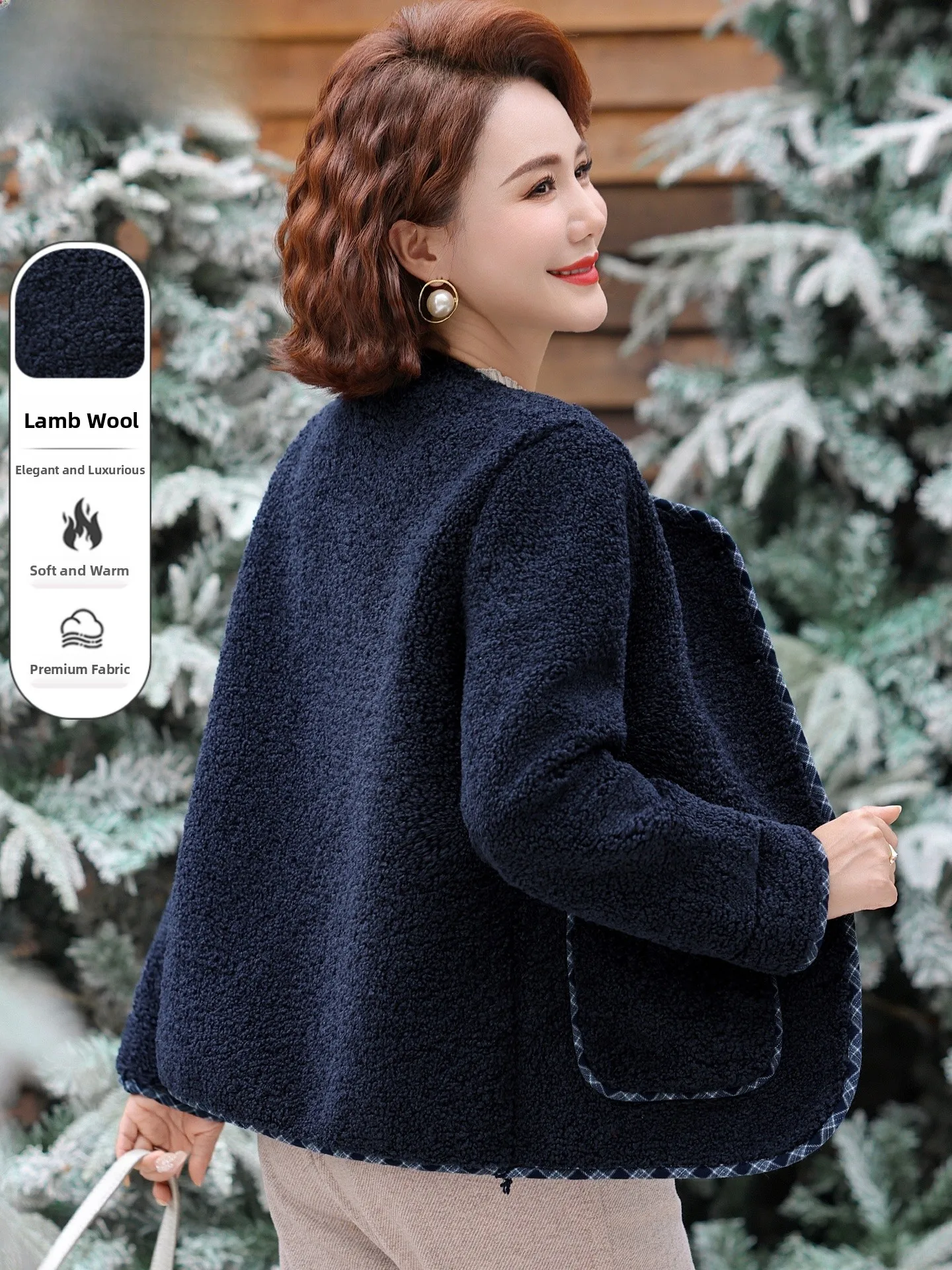 

Пальто из овечьей шерсти с вельветовым эффектом, осенне-зимнее, модное, приталенное, женская верхняя одежда, теплый кардиган с круглым вырезом и одной пуговицей