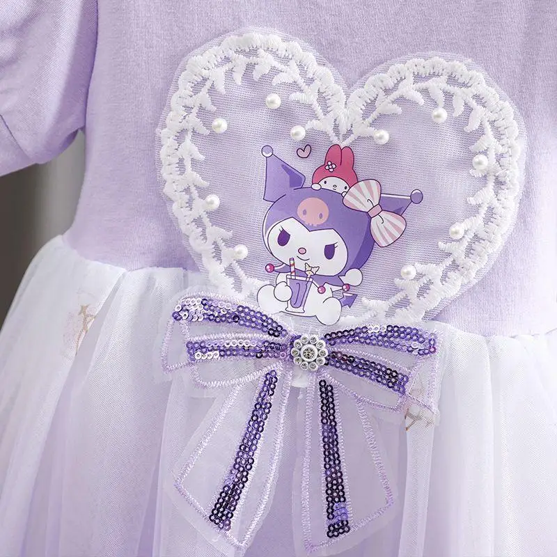 تنورة الأميرة سانريوس كورومي صيفية حلوة بأكمام قصيرة للأطفال نمط جديد كارتوني على الطراز الكوري شبكي مريح متعدد الاستخدامات للفتيات