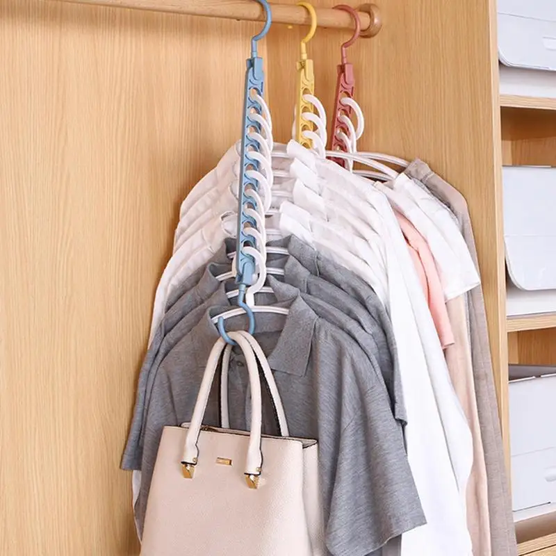 Multi-functional Space Saving Magic Hangers Non-Slip Drying Rack With Hook 6 Holes Clothing Wardrobe Organize Holder For Room