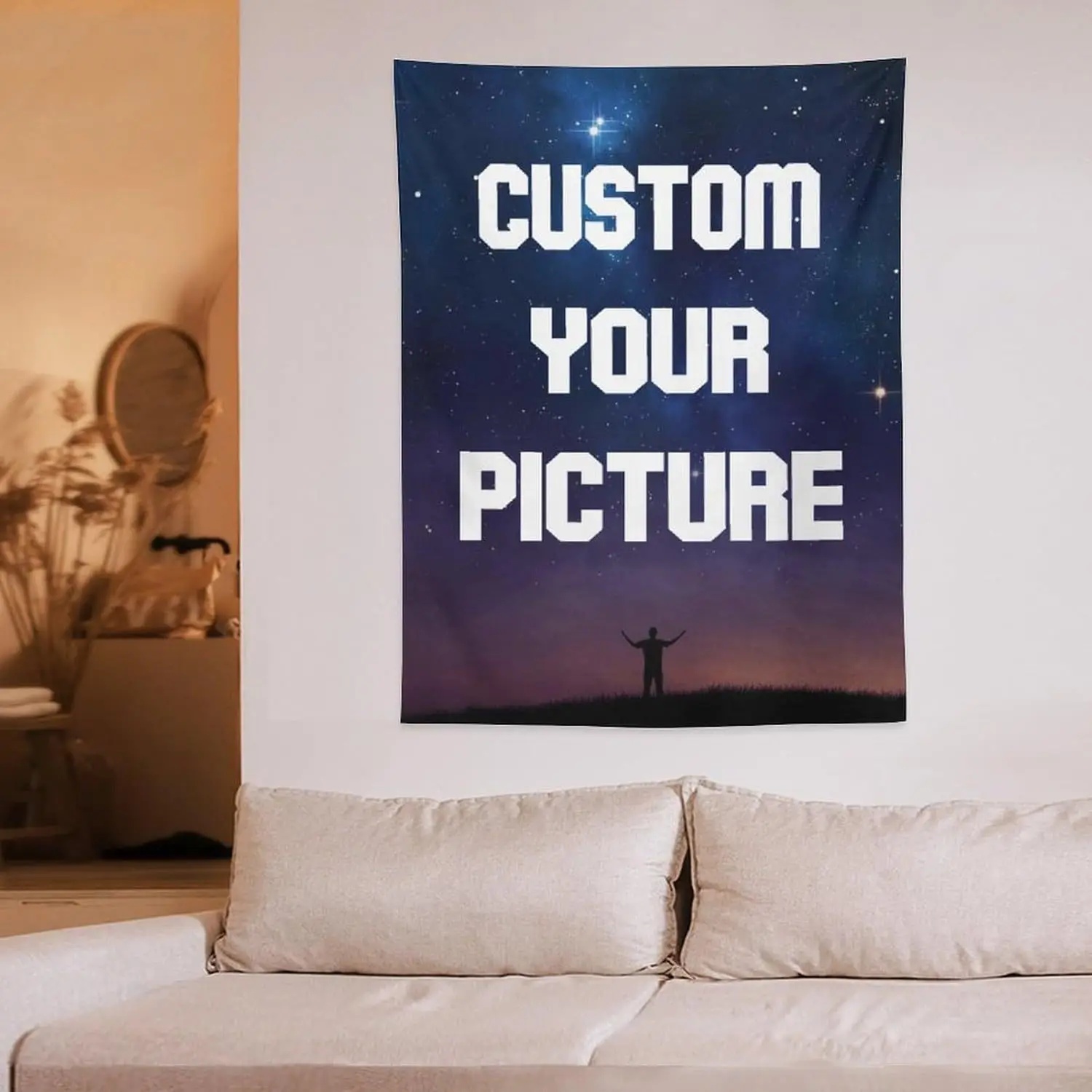 1 pieza  tapicería personalizable  cielo estrellado - Pared vertical con texto 
