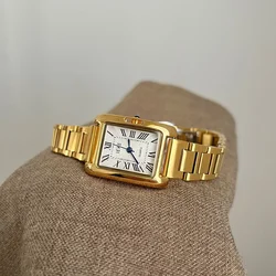 Women Quartz Watch Luxury Rectangle Reloj Vintage Roman Numerals Clock Ladies Stainless Steel Orologio Gold Sliver Wristwatch