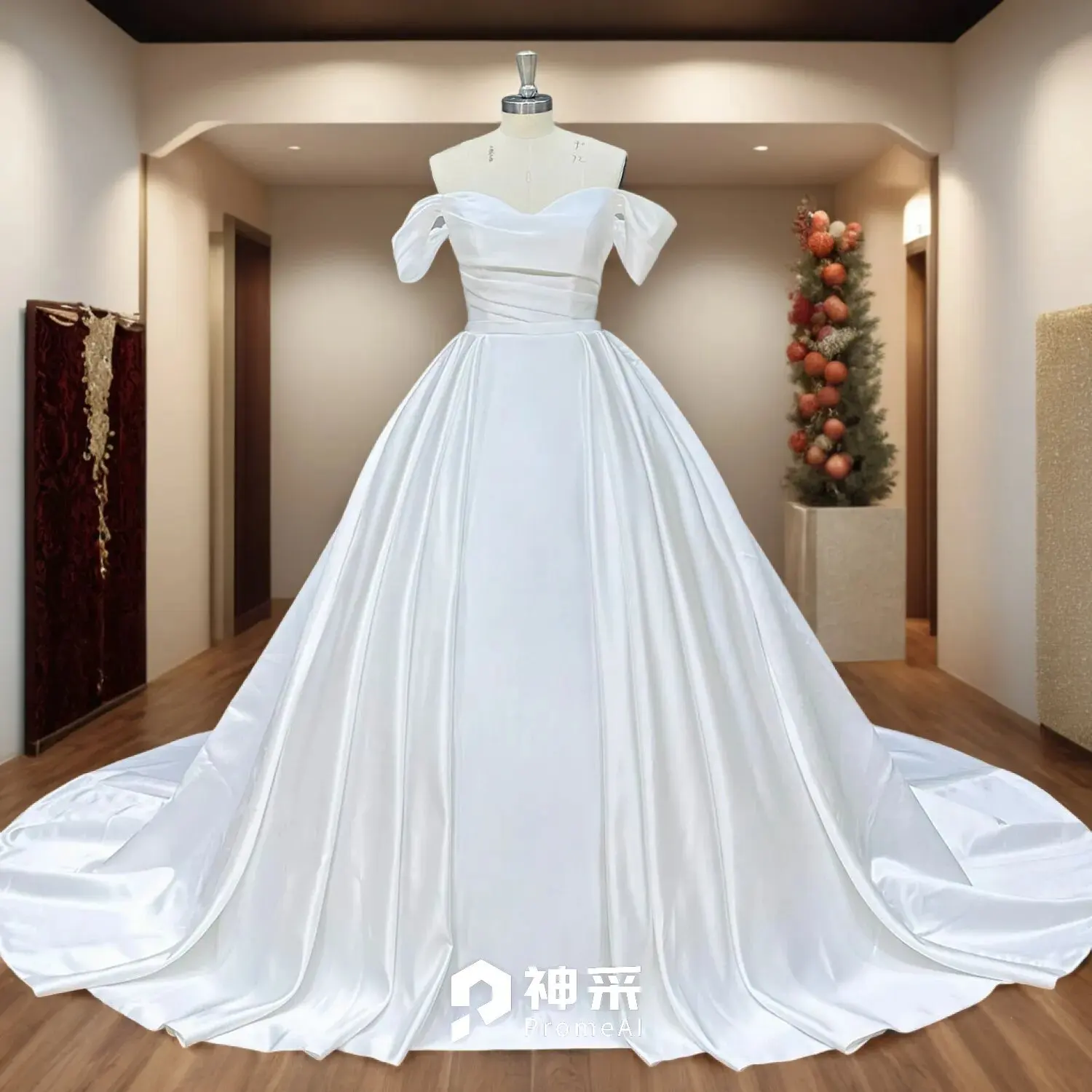 

Hire Lnyer Sweetheart Neck Short Sleeve Lace Up Back Light Effect Didn't Shiny High Quality Satin Ball Gown Wedding Dress