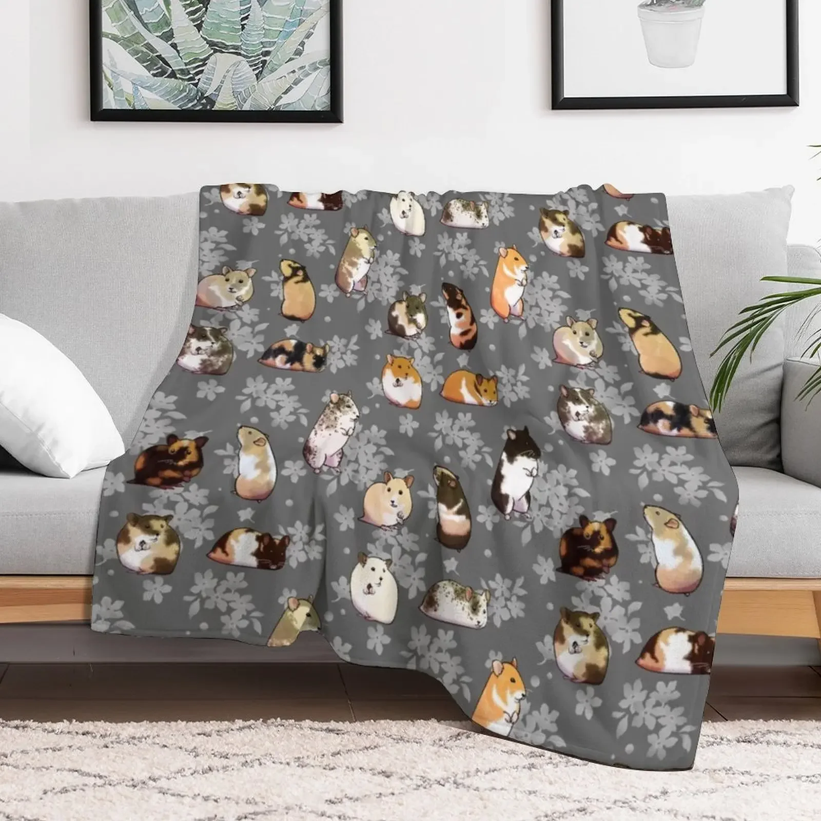 Spring hamsters Throw Blanket Foldable Soft Warm Blanket for Outdoor Use