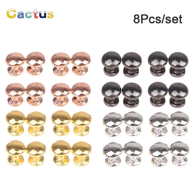 8Pcs 1:12 Dollhouse Miniature Doorknob Drawer Handle Desk Cabinet Round Handle Furniture Model Decor Toy