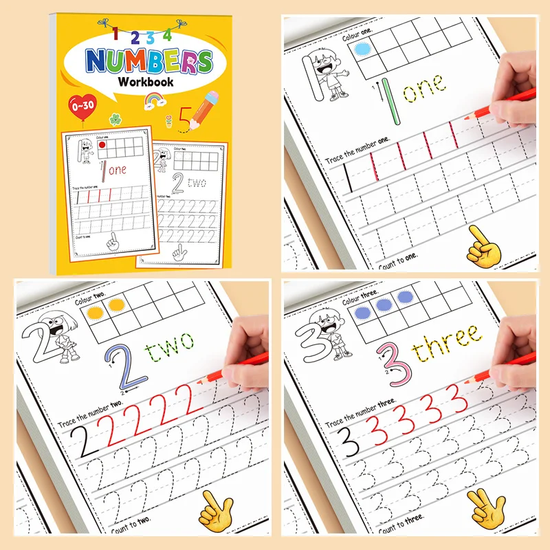 Practice Book for Numbers 0-30 Drawing Book Pen Control Calligraphy Practice Home and School Learning Workbook Mathematics