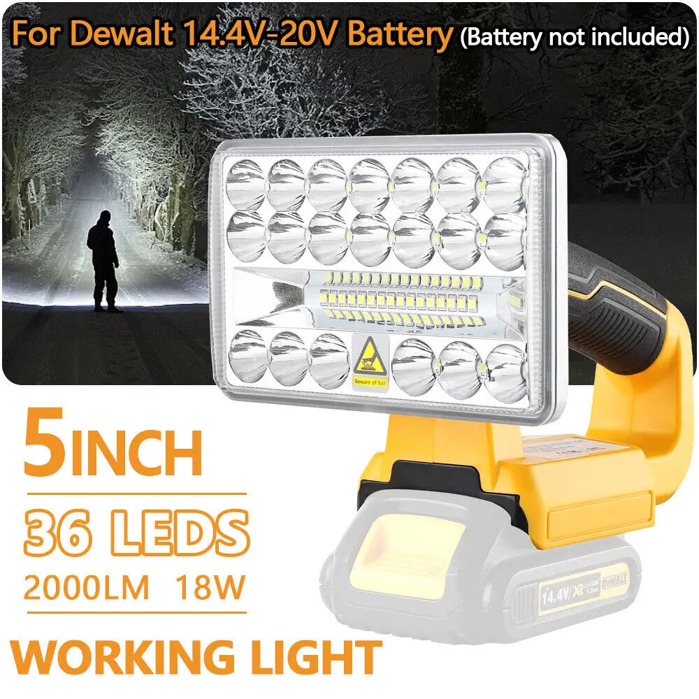 For Dewalt 18W 5 Inch Tool Light Indoor and Outdoor Light Led Light Work Light for DEWALT 18V Lithium Ion Battery DCB201 DCB200