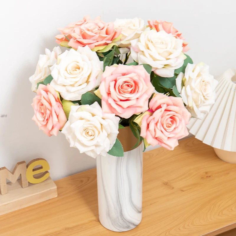 Romantic Artificial Flower Silk Long Branch Rose Bouquet Valentine's Day Gifts Wedding Home Wreath Decor Fake Flower Accessories