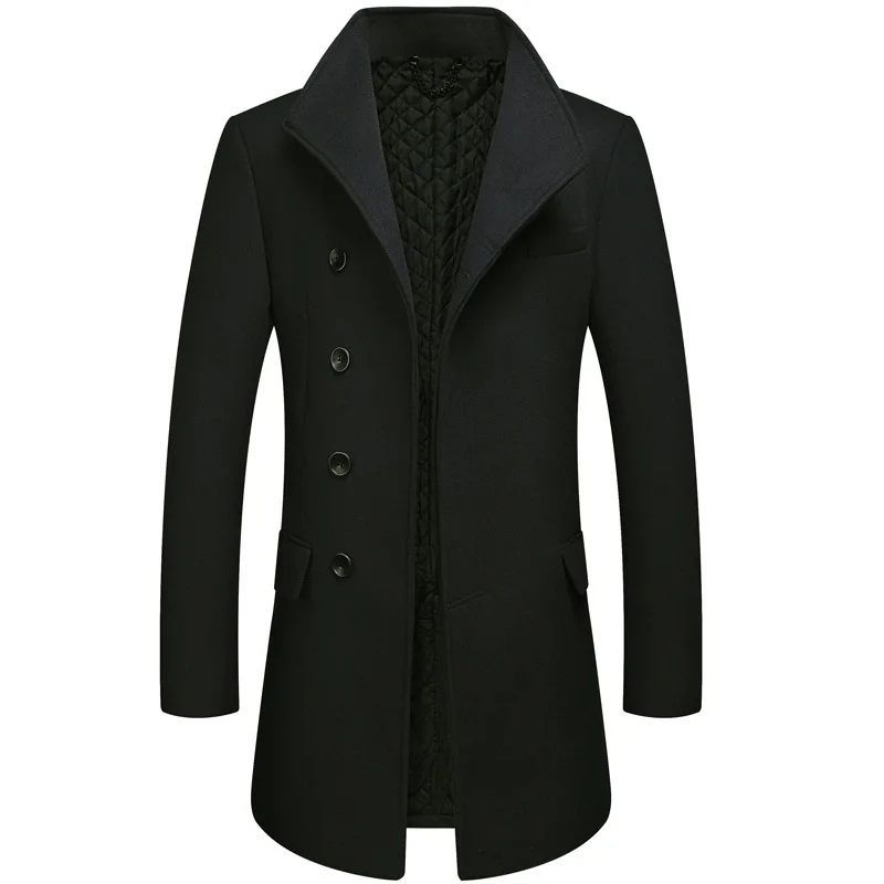 

2024 High-quality Autumn and Winter Large Collar Medium Long Woolen Coat Jacket Plus Men's Blends