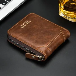 2024 New Men's Wallet PU Leather Purse Zipper Retro Style Short Wallets Men Card Holders Coin Storage Money Bag A03