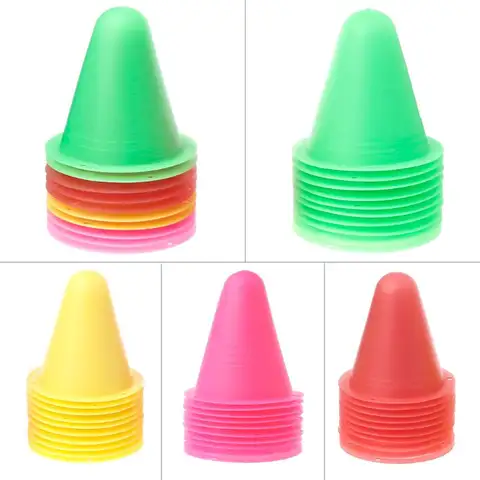 10 Pcs 스케이트 마커 콘 롤러 축구 마킹 컵 마커 콘 슬라롬 롤러 스케이트 더미 컵 축구 훈련 장비