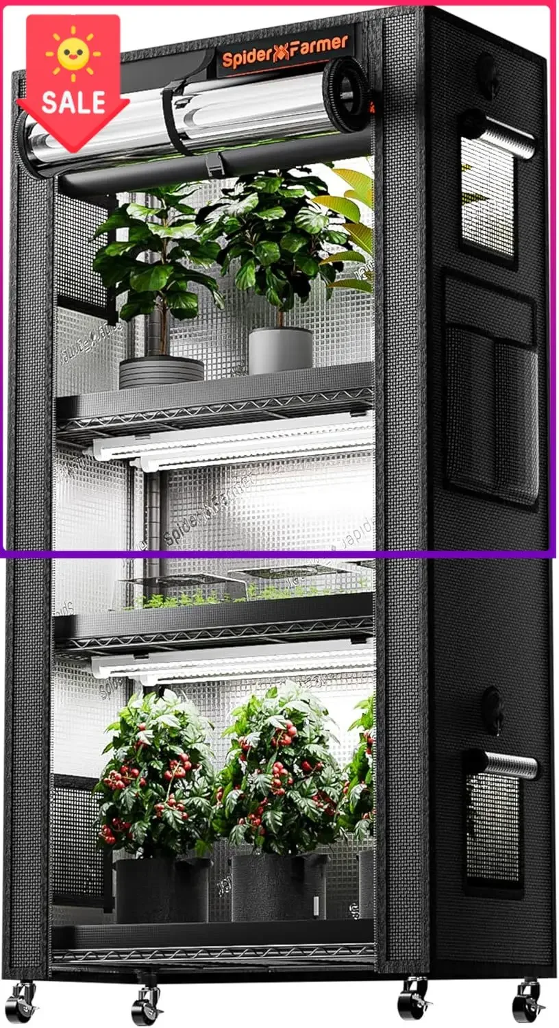 USA Stock4 Tier Plant Stand with Grow Lights Indoor Greenhouse Shelf | 120W Full Spectrum LED Grow Lights, Grow Tent Cover with