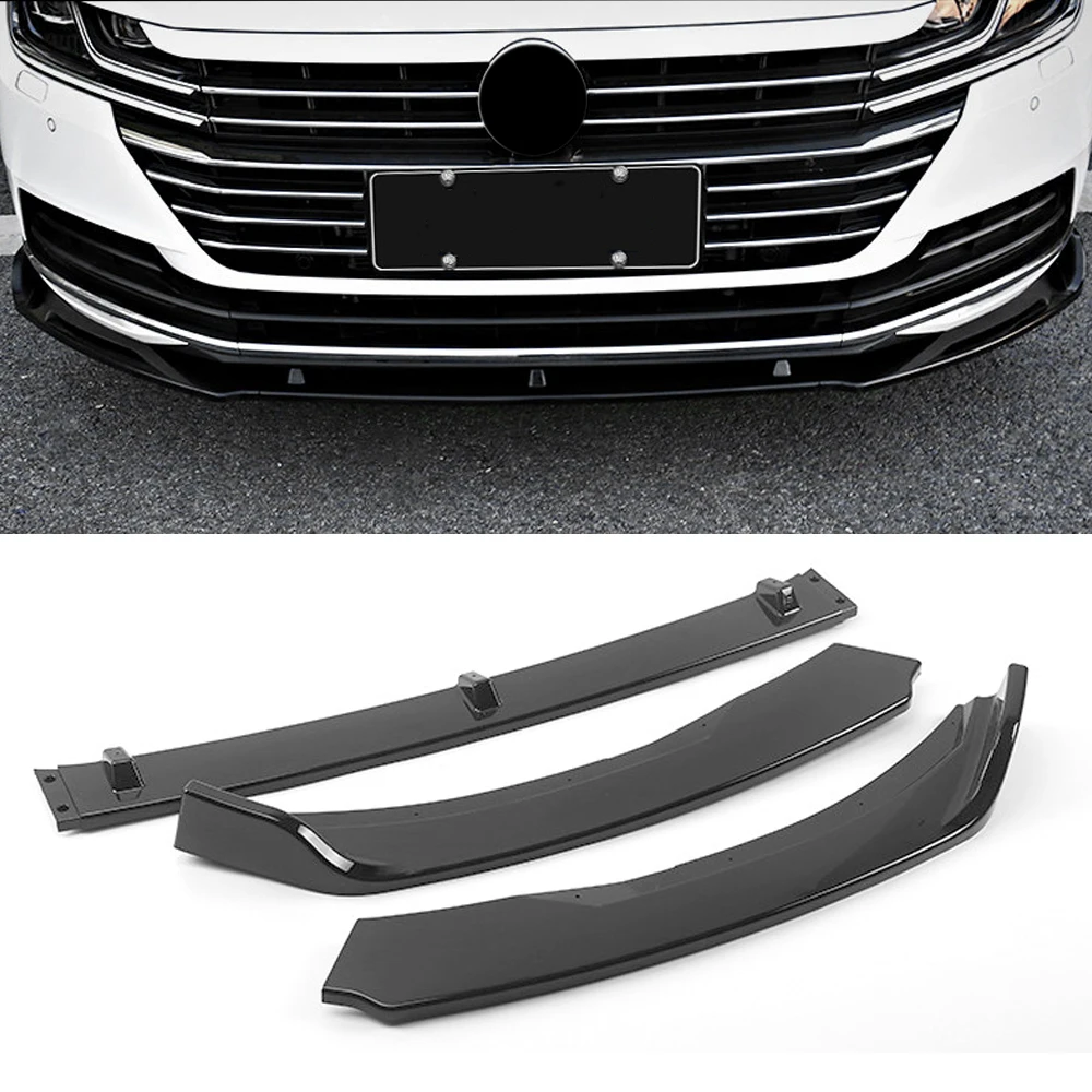 

For Volkswagen Arteon 2018-2021 3PCS Auto Car Front Bumper Lip Body Kit Spoiler Splitter Bumper Canard Bar Guard Body Kit