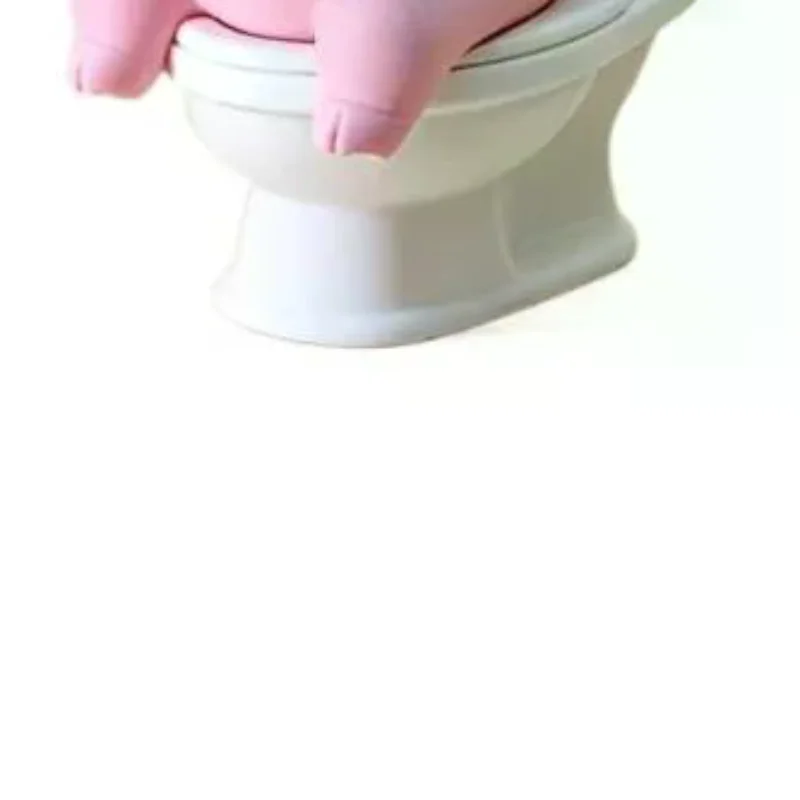 Cute Pig On Toilet Statue Bathroom Decor Wall Mounted Or Tabletop Piggy Figurine For Home Office Desk Shelf Father's Day Gift