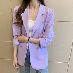 Blazer per donna abiti da ufficio donna Business Casual abiti da donna cappotti da donna novità in abiti Blazer viola Suit Top